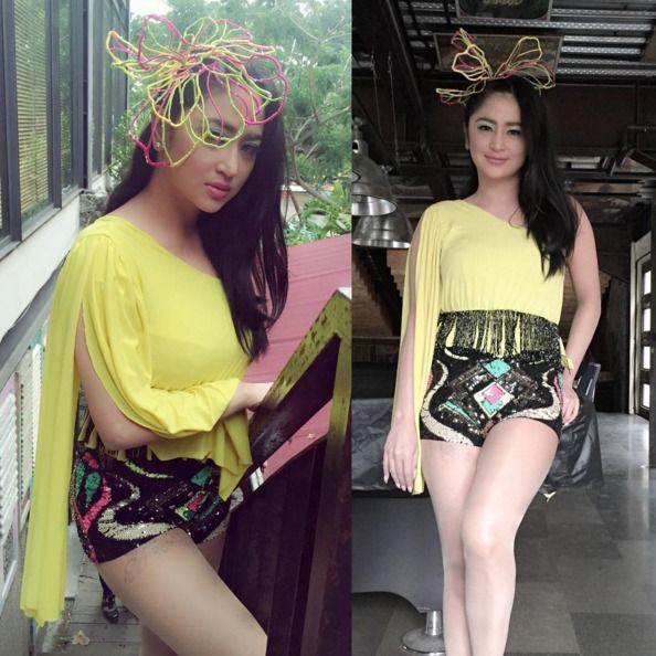 dewi persik ganti baju